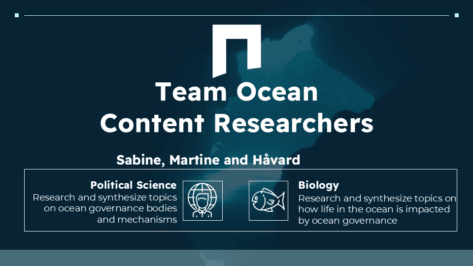 Team Ocean's experts in political science and biology responsible for research for and creation of exhibit content
